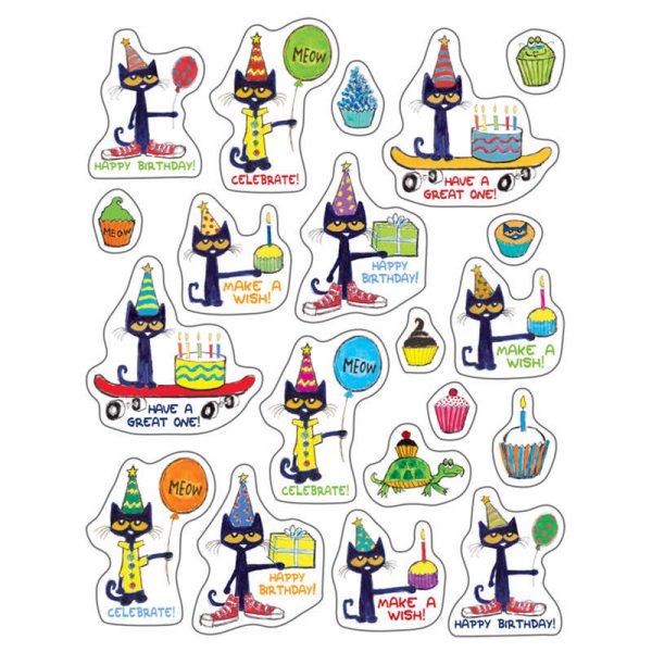 Teacher Created Resources Pete the Cat® Happy Birthday Stickers, 120 Per Pack, 12 Packs