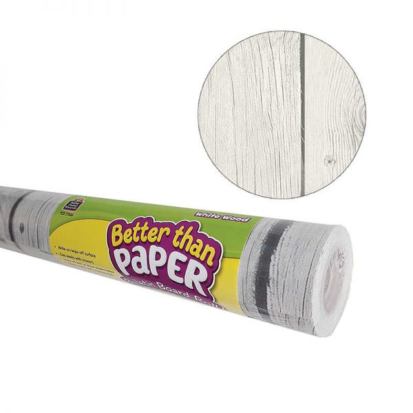 Teacher Created Resources Better Than Paper® Bulletin Board Roll, 4' x 12', White Wood, 4 Rolls