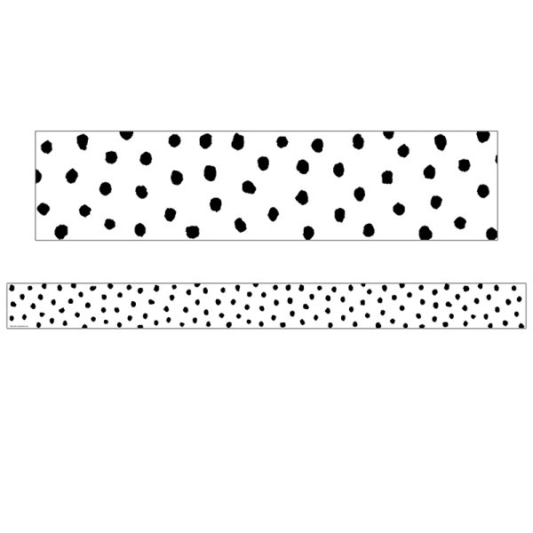 Teacher Created Resources Black Painted Dots on White Straight Border Trim