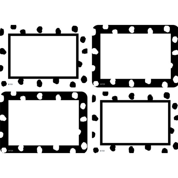Teacher Created Resources Black and White Painted Dots Name Tags/Labels - Multi-Pack - Pack of 36