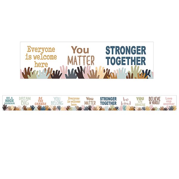 Teacher Created Resources Everyone is Welcome Helping Hands Straight Border Trim, 35 Feet