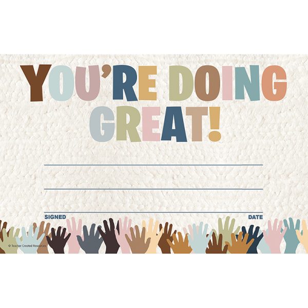 Teacher Created Resources Everyone is Welcome You're Doing Great! Awards, Pack of 30