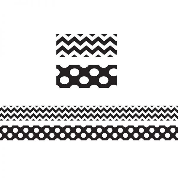 Teacher Created Resources Black & White Chevrons Double-Sided Border, 36 Feet Per Pack, 3 Packs