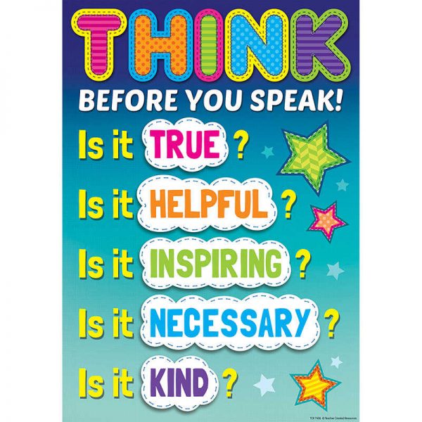 Teacher Created Resources Think Before You Speak Positive Poster