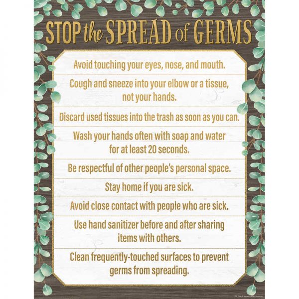Teacher Created Resources Eucalyptus Stop the Spread of Germs Chart, 17" x 22"