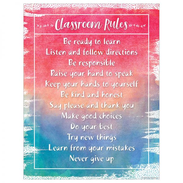 Teacher Created Resources Watercolor Classroom Rules Chart