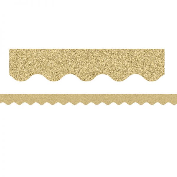 Teacher Created Resources Gold Glitz Scalloped Border Trim, 35 Feet