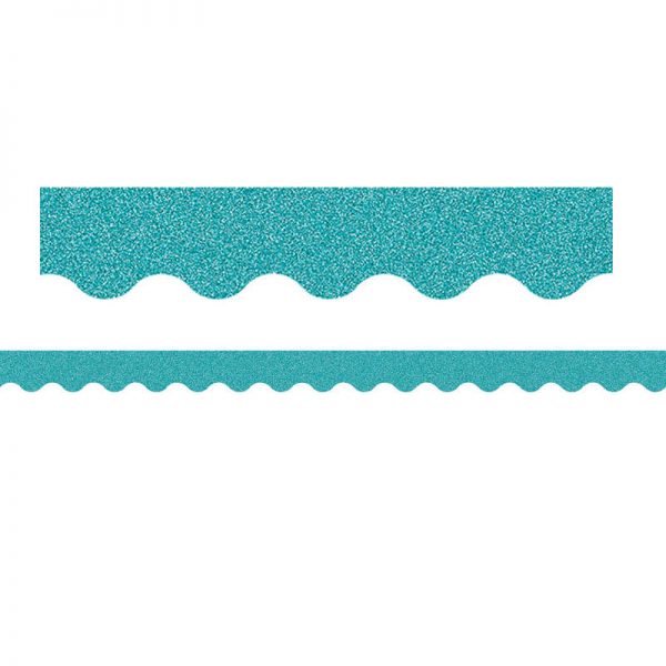 Teacher Created Resources Teal Glitz Scalloped Border Trim, 35 Feet