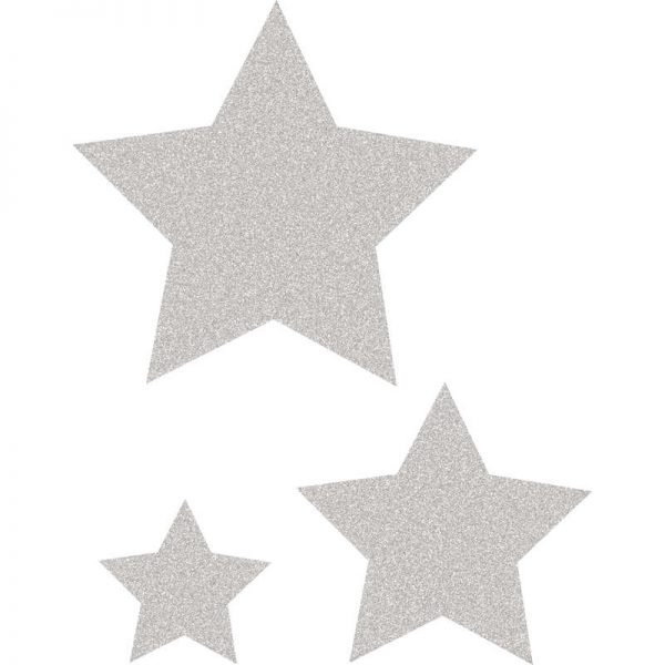 Teacher Created Resources Silver Glitz Stars Accents, Assorted Sizes, Pack of 30