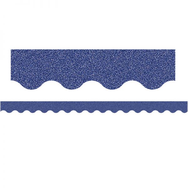 Teacher Created Resources Dark Blue Glitz Scalloped Border Trim, 35 Feet