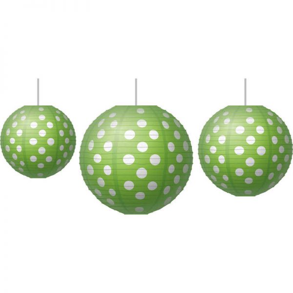 Teacher Created Resources Lime Polka Dots Paper Lanterns, 3 Per Pack, 3 Packs