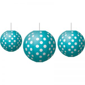 Teacher Created Resources Paper Lanterns Teal Polka Dots, 3 Per Pack, 3 Packs