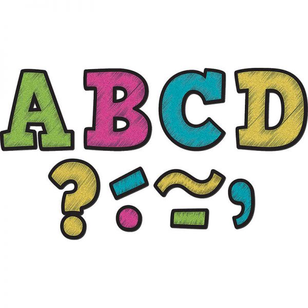 Teacher Created Resources Chalkboard Brights Bold Block 3" Magnetic Letters, 55 Pieces