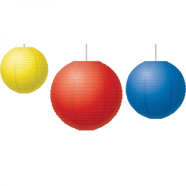 Teacher Created Resources Red, Yellow & Blue Paper Lanterns, Pack of 3