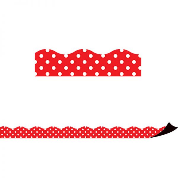 Teacher Created Resources Red Polka Dots Magnetic Border, 24 Feet Per Pack, 3 Packs