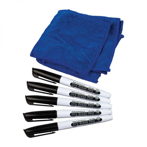 Teacher Created Resources Dry Erase Pens & Microfiber Towels Set, 5 Each, 10 Total Pieces