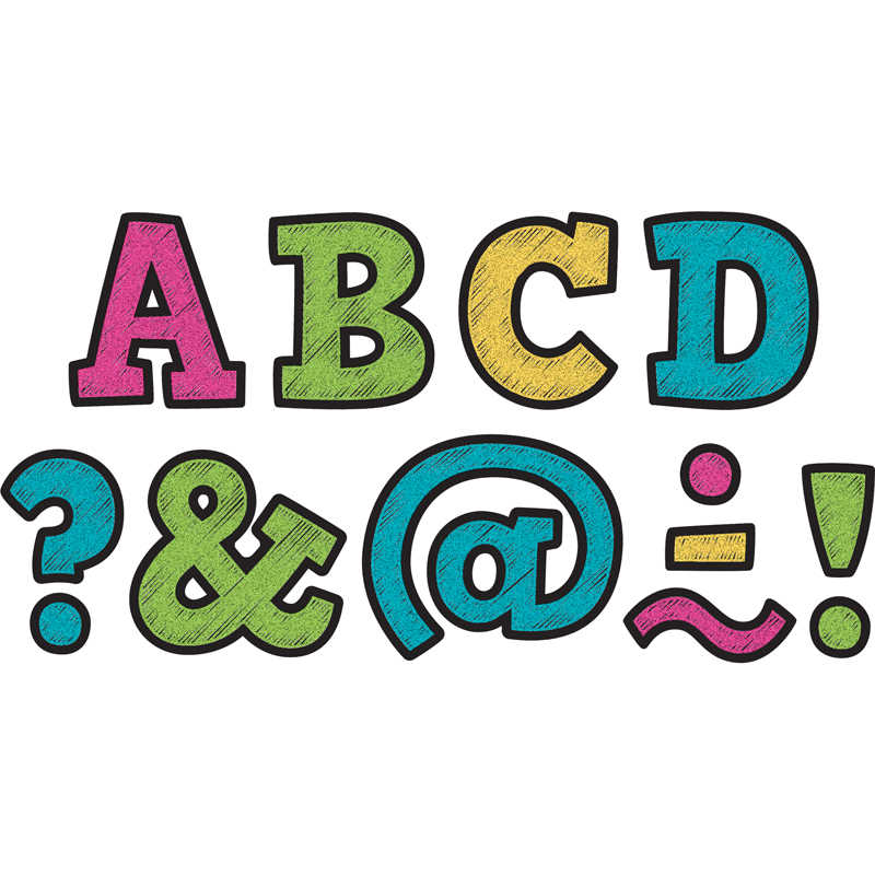 Teacher Created Resources Clingy Thingies® Letters, Chalkboard Brights Bold Block, 63 Per Pack, 2 Packs