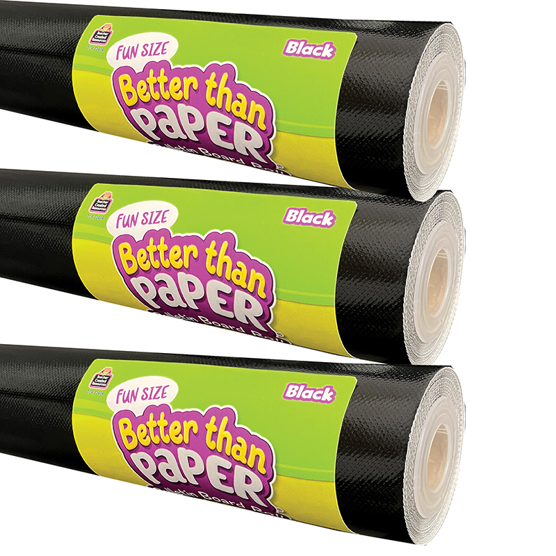 Teacher Created Resources Fun Size Better Than Paper® Bulletin Board Roll, 18″ x 12′, Black, Pack of 3