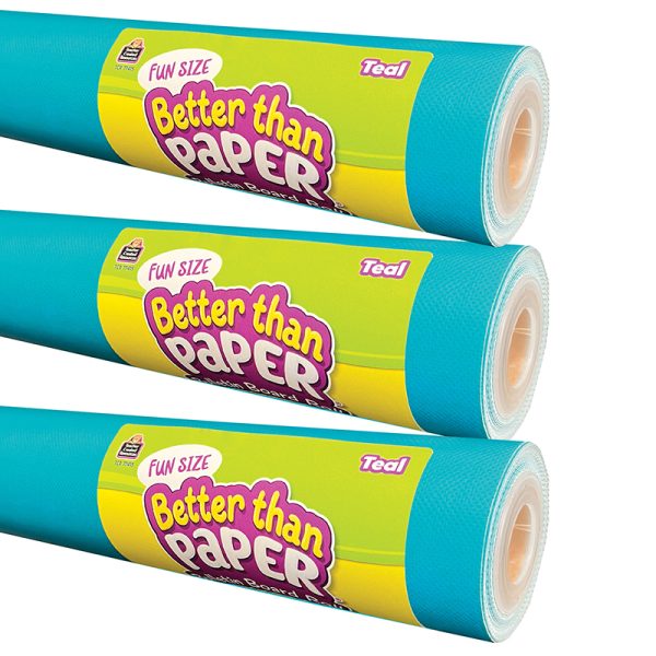 Teacher Created Resources Fun Size Better Than Paper® Bulletin Board Roll, 18" x 12', Teal, Pack of 3