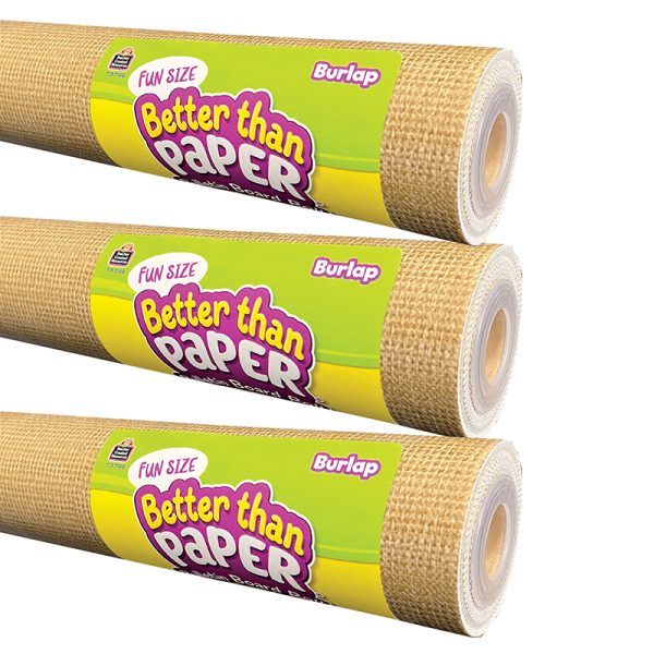 Teacher Created Resources Fun Size Better Than Paper® Bulletin Board Roll, 18" x 12', Burlap, Pack of 3