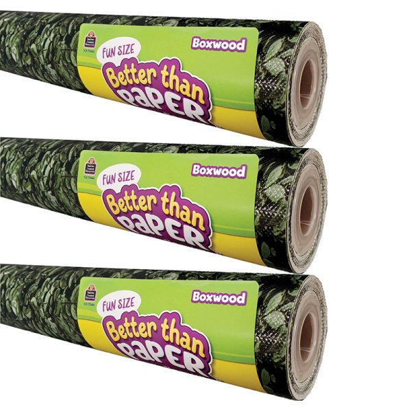 Teacher Created Resources Fun Size Better Than Paper® Bulletin Board Roll, 18" x 12', Boxwood, Pack of 3