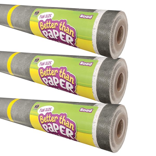 Teacher Created Resources Fun Size Better Than Paper® Bulletin Board Roll, 18" x 12', Road, Pack of 3