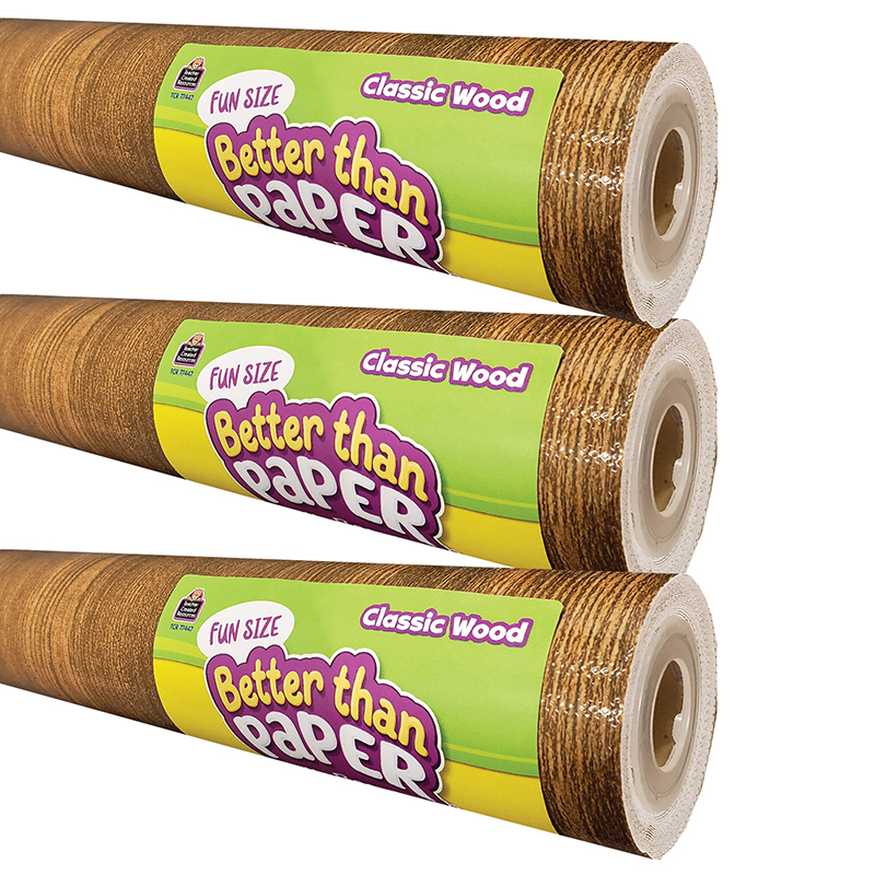 Teacher Created Resources Fun Size Better Than Paper® Bulletin Board Roll, 18″ x 12′, Classic Wood, Pack of 3