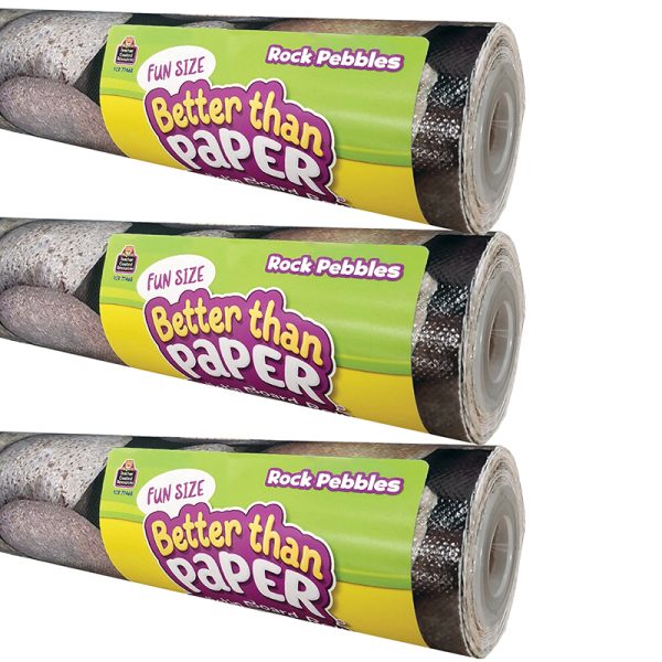 Teacher Created Resources Fun Size Better Than Paper® Bulletin Board Roll, 18" x 12', Rock Pebbles, Pack of 3