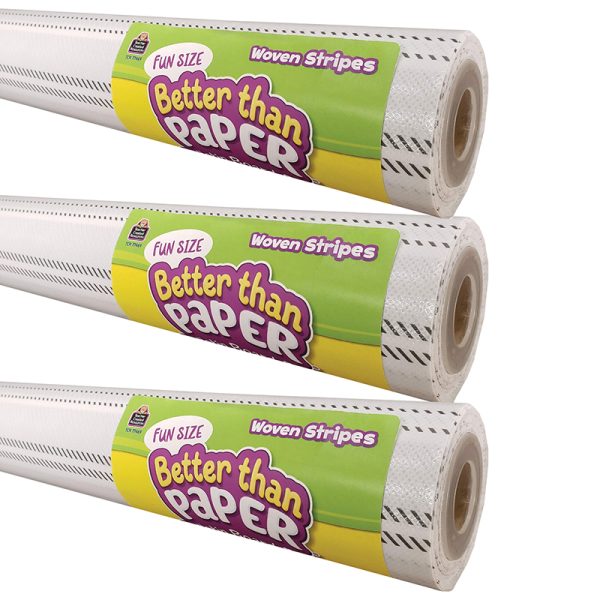 Teacher Created Resources Fun Size Better Than Paper® Bulletin Board Roll, 18" x 12', Woven Stripes, Pack of 3