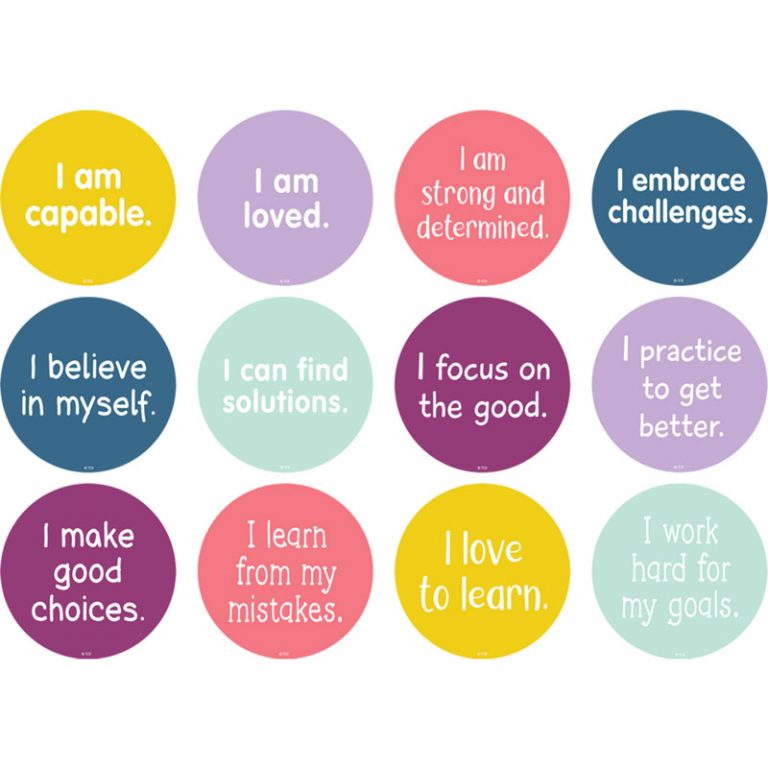 Teacher Created Resources Spot On Carpet Markers Positive Mindset, 4", Pack of 12
