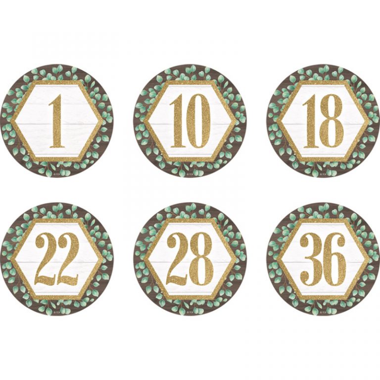 Teacher Created Resources Spot On Floor Markers Eucalyptus Numbers 1-36, 4", Pack of 36