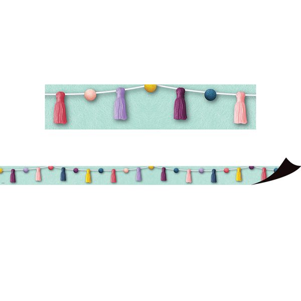 Teacher Created Resources Oh Happy Day Pom-Poms and Tassels Magnetic Border, 24 Feet