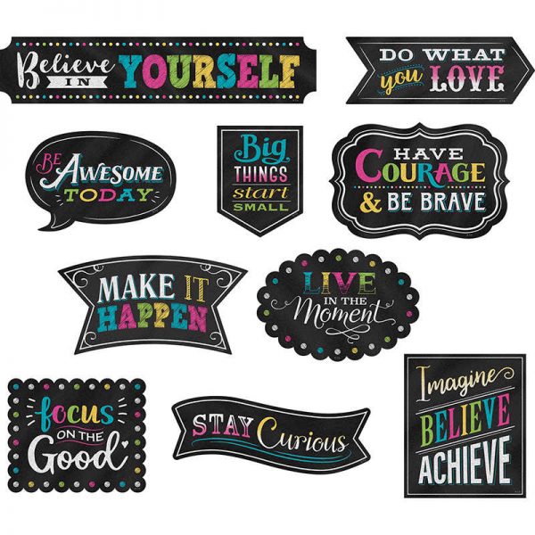Teacher Created Resources Clingy Thingies® Chalkboard Brights Positive Sayings Accents