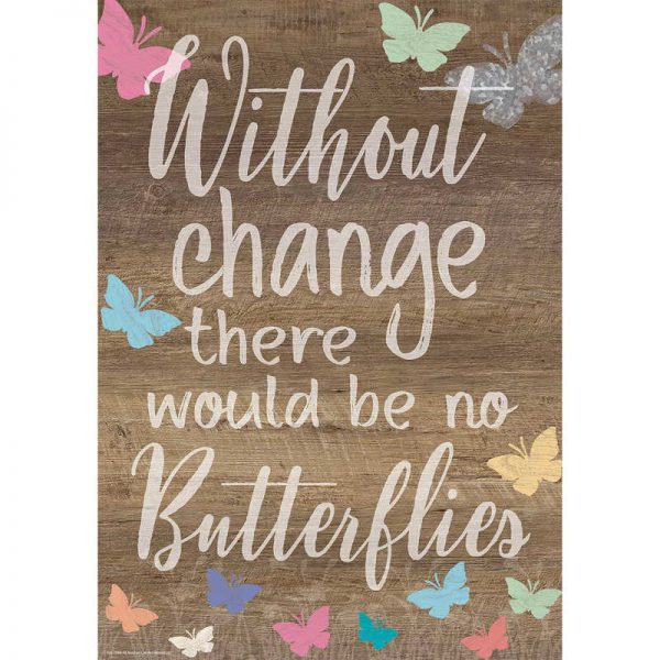 Teacher Created Resources Without Change There Would Be No Butterflies Positive Poster, 13-3/8" x 19"