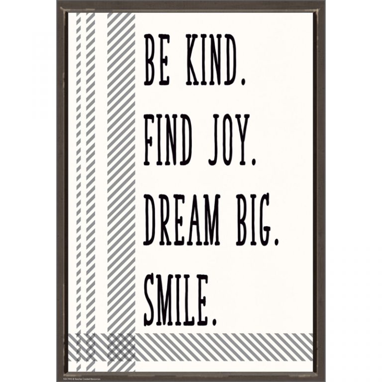 Teacher Created Resources Be Kind. Find Joy. Dream Big. Smile. Positive Poster