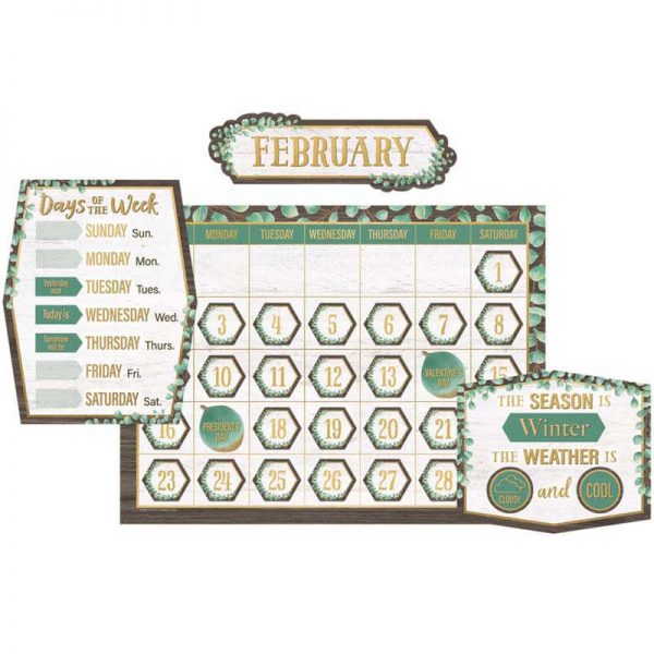 Teacher Created Resources Eucalyptus Calendar Bulletin Board Set