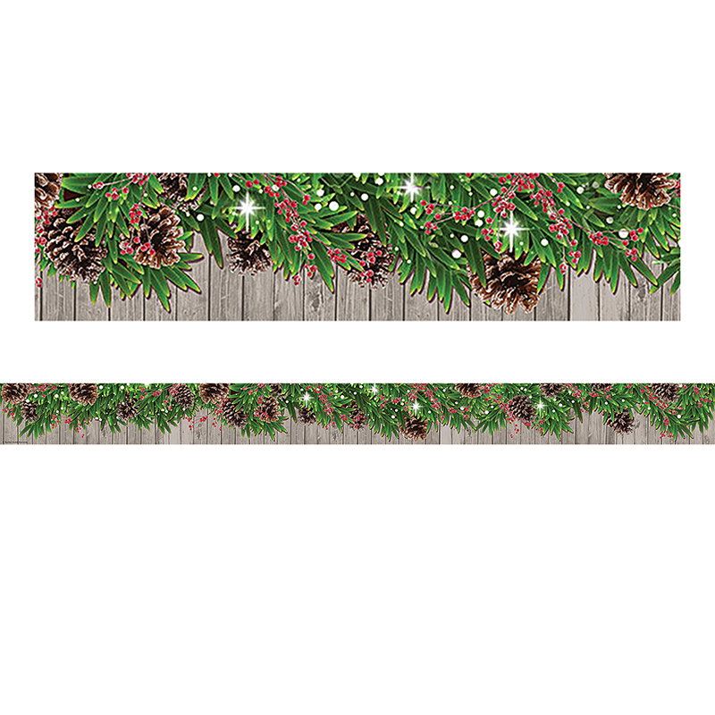 Teacher Created Resources Winter Pine Cones Straight Border Trim, 35 Feet