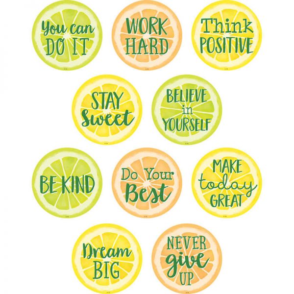 Teacher Created Resources Lemon Zest Positive Saying Accents, Pack of 30