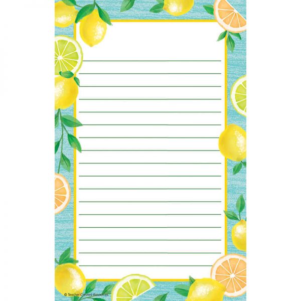 Teacher Created Resources Lemon Zest Notepad, 50 Sheets, 5.25" x 8.5"