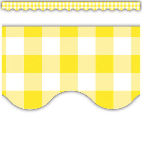 Teacher Created Resources Yellow Gingham Scalloped Border Trim, 35 Feet