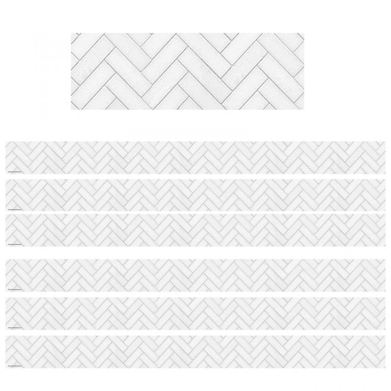 Teacher Created Resources Modern Farmhouse White Herringbone Straight Border Trim, 35 Feet, 6 Packs