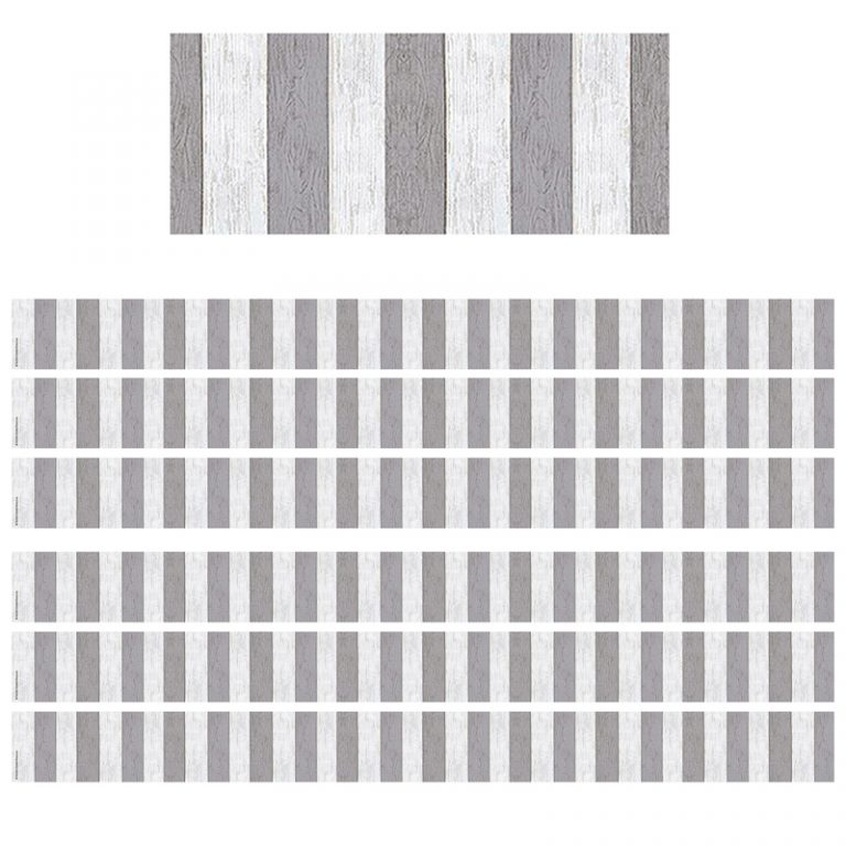 Teacher Created Resources Modern Farmhouse Gray Stripes Straight Border Trim, 35 Feet, 6 Packs