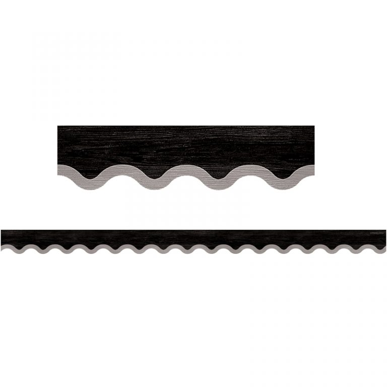 Teacher Created Resources Modern Farmhouse Black with Gray Scalloped Border Trim, 35 Feet