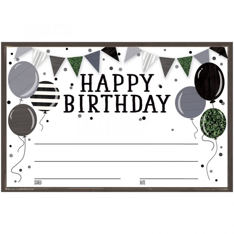 Teacher Created Resources Modern Farmhouse Happy Birthday Awards, Pack of 30