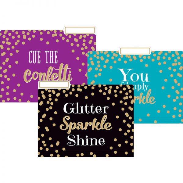 Teacher Created Resources Gold Foil Confetti File Folders, Letter Size, Pack of 12