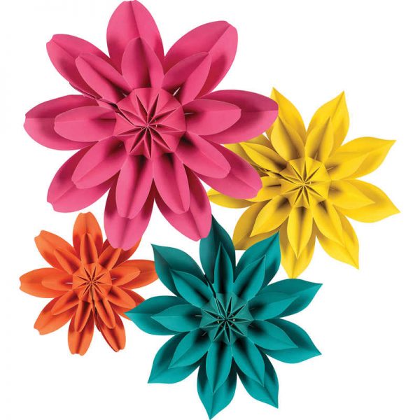 Teacher Created Resources Beautiful Brights Paper Flowers, Pack of 4