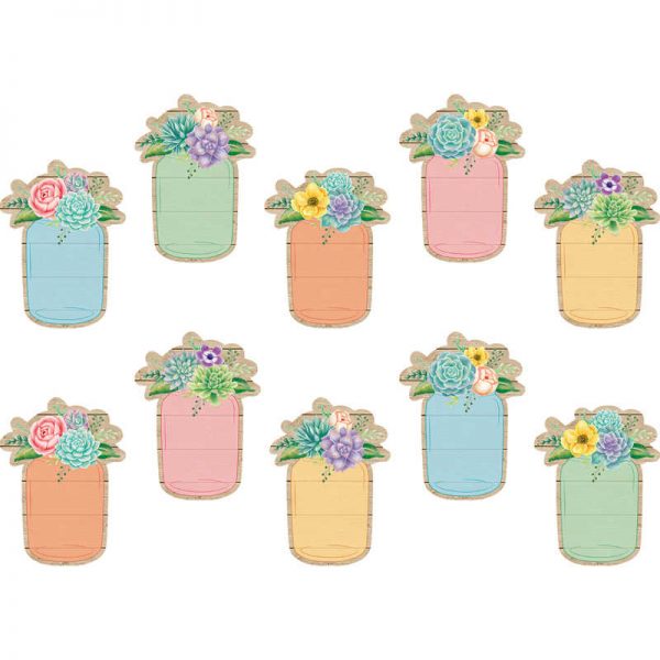 Teacher Created Resources Rustic Bloom Mason Jars Accents, 30 Per Pack, 3 Packs