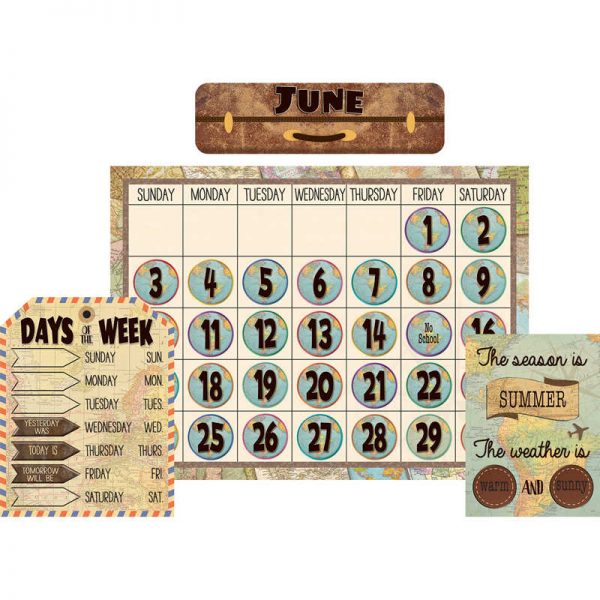Teacher Created Resources Travel the Map Calendar Bulletin Board Set, 2 Sets