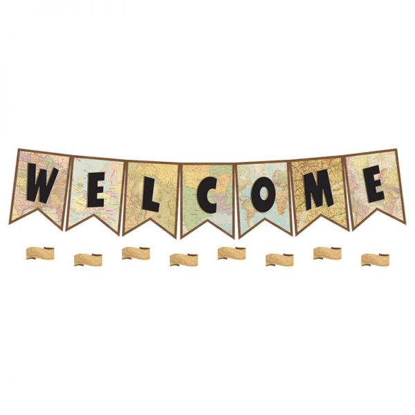 Teacher Created Resources Travel the Map Pennants Welcome Bulletin Board Set