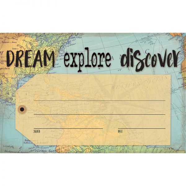 Teacher Created Resources Travel the Map Dream Explore Discover Awards, Pack of 30